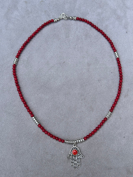 Mercan Hamsa Kolye