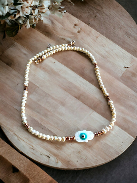İncili Nazar Hamsa Kolye