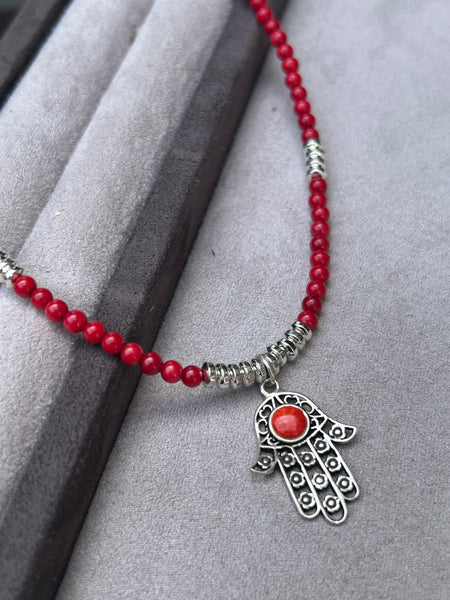 Mercan Hamsa Kolye