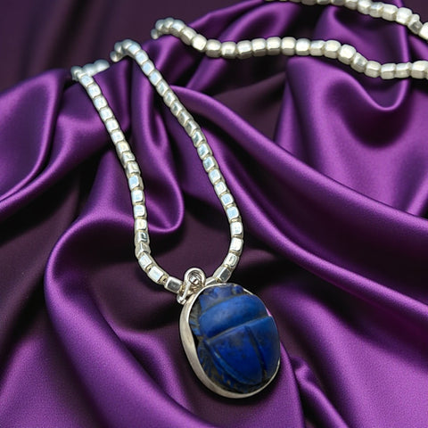 Lapis Scarab Kolye
