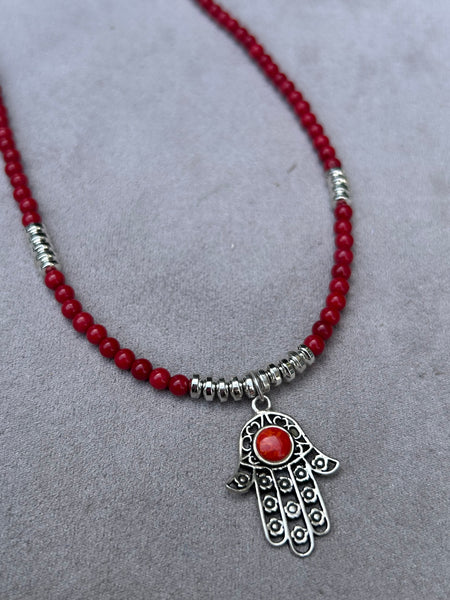 Mercan Hamsa Kolye