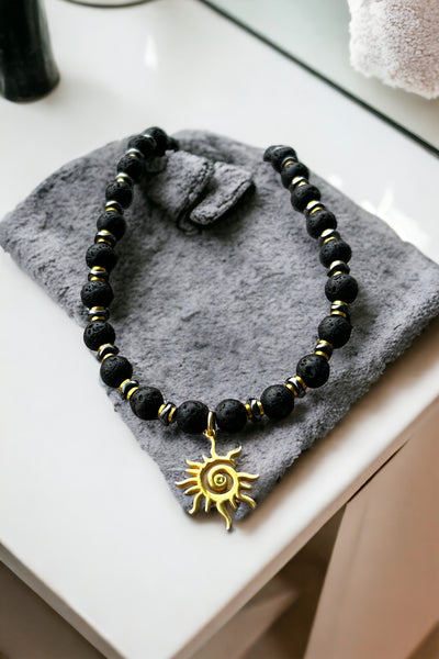 Black Lava Sun Kolye