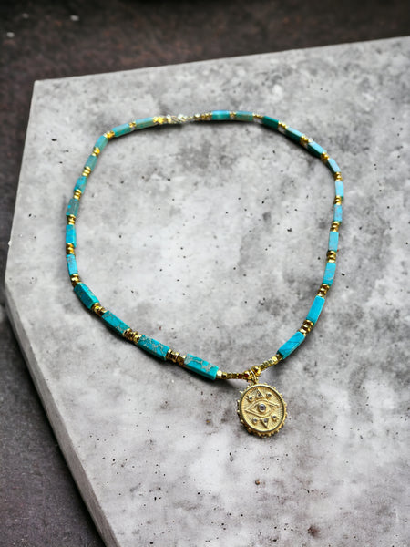 Turquoise Golden Eye Kolye
