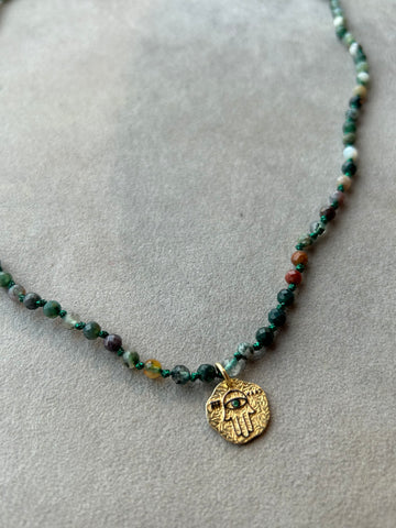 Doğal Taş Hamsa Kolye