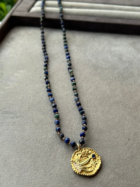 Gold Sun & Lapis Kolye