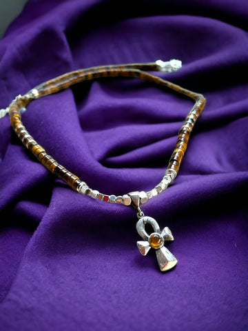Tiger Eye Ankh Kolye