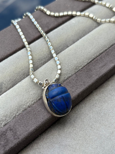 Lapis Scarab Kolye