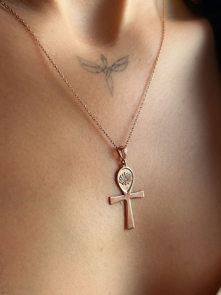 Lotus Plaka Ankh Kolye