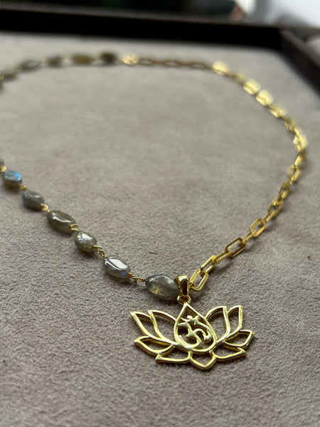 Labradorit Lotus Kolye