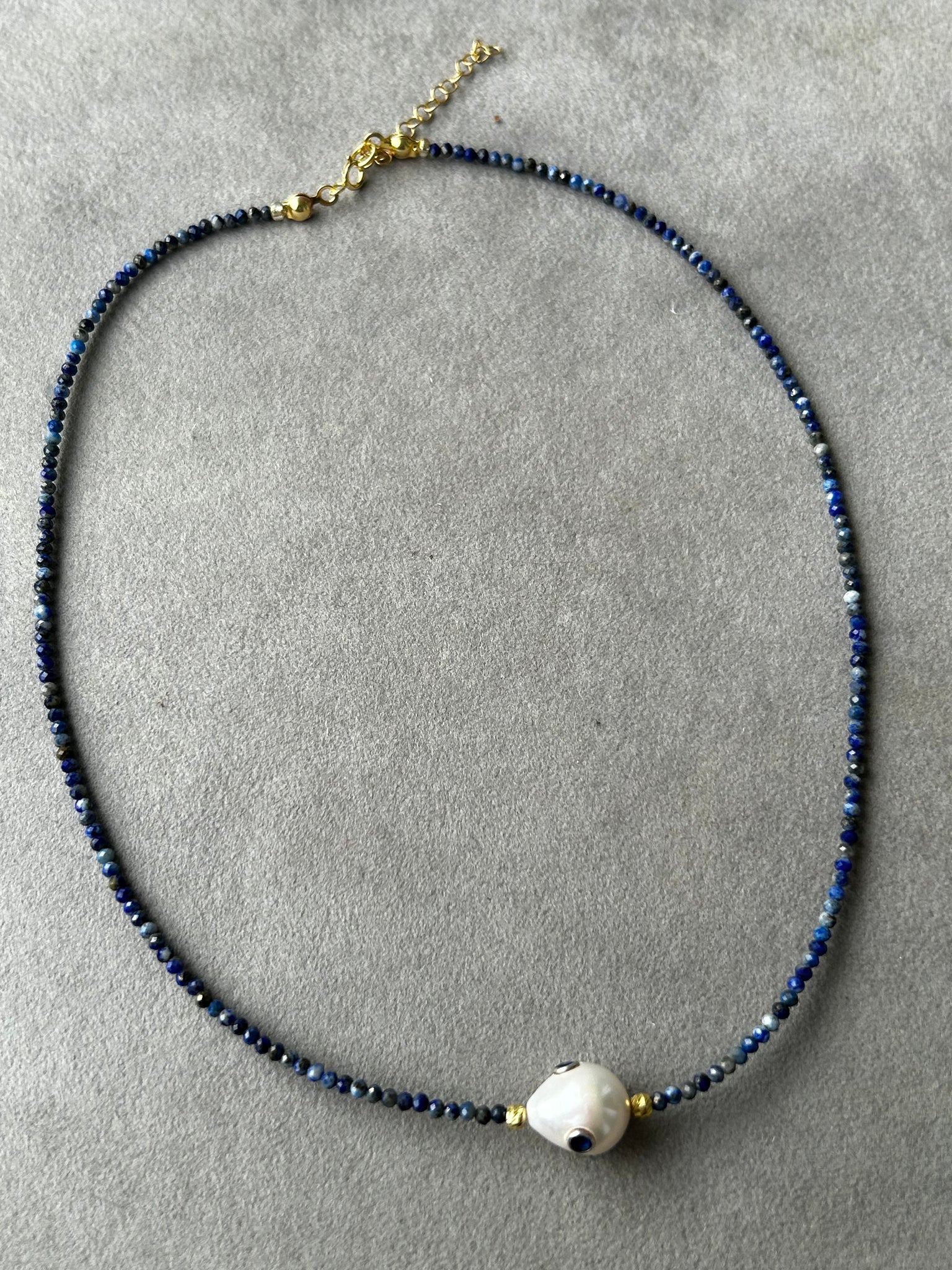 Blue Dot Pearl Kolye