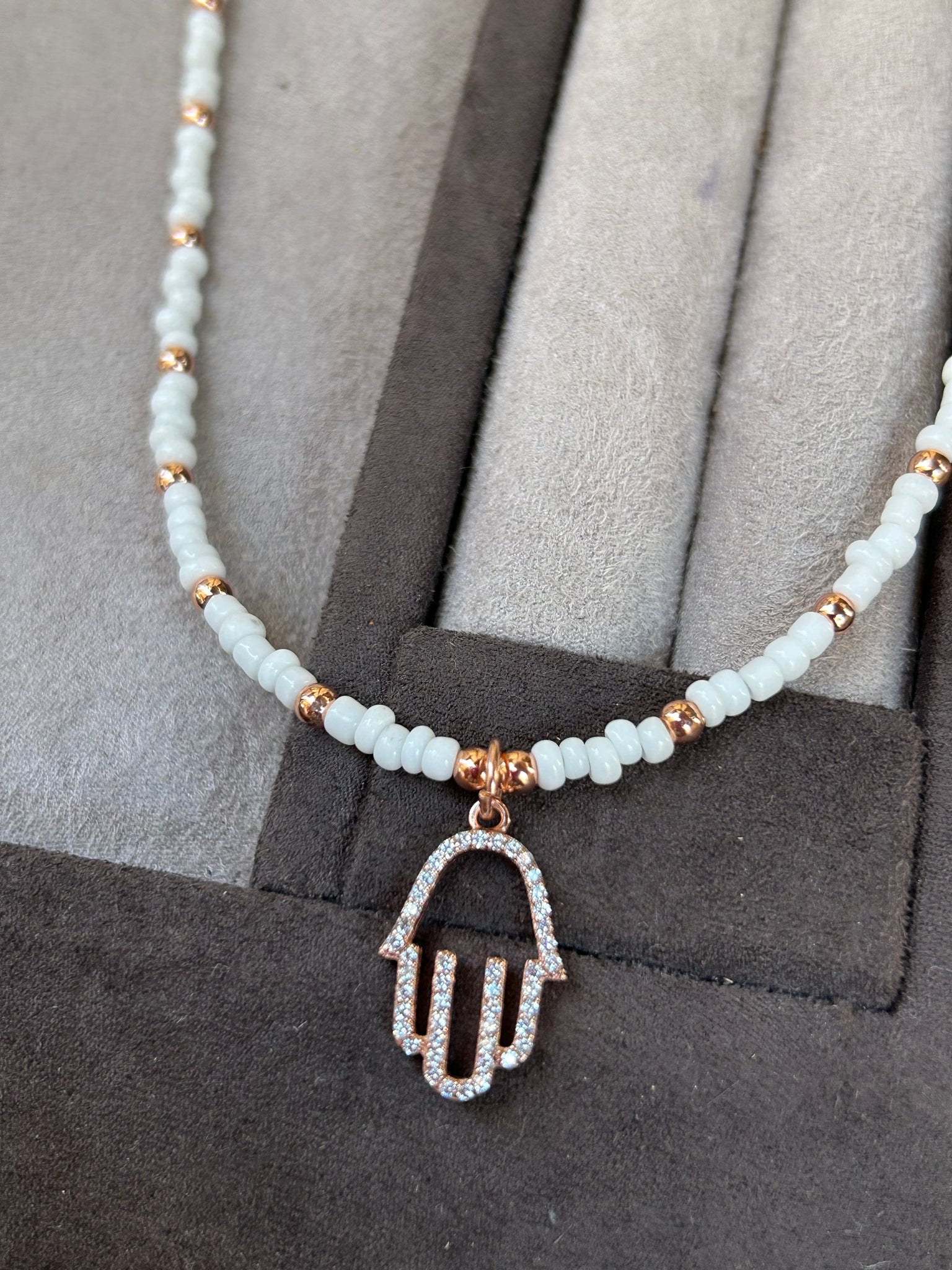 White Hamsa Kolye