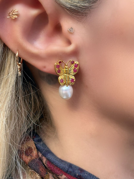 Pearly Butterfly Küpe