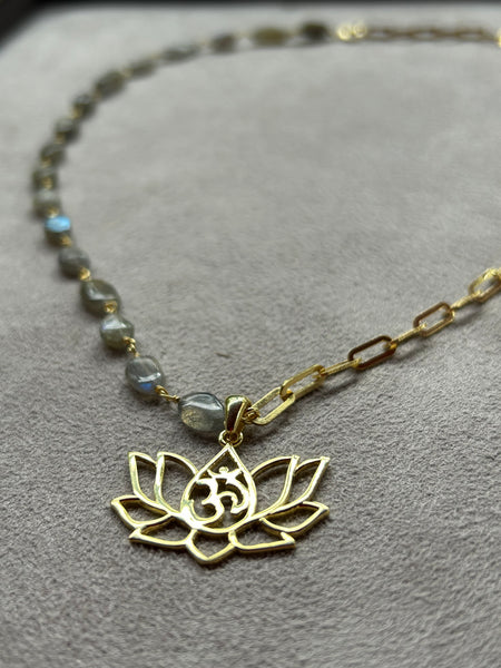 Labradorit Lotus Kolye