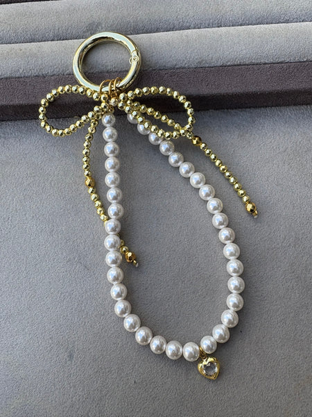 Pearl&Gold Bow Charm