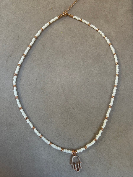 White Hamsa Kolye