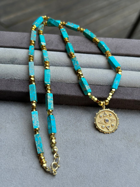 Turquoise Golden Eye Kolye