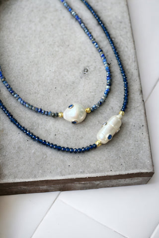 Blue Dot Pearl Kolye