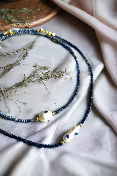 Blue Dot Pearl Kolye