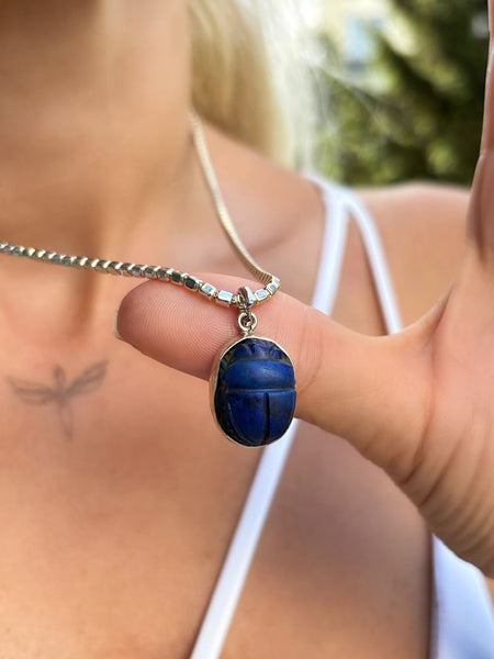 Lapis Scarab Kolye