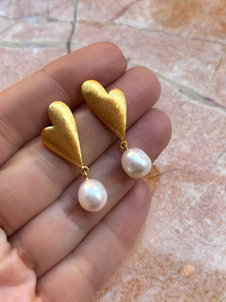 Pearl & Heart Küpe