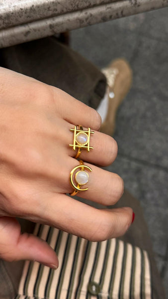 Moon Stone Geo Yüzük