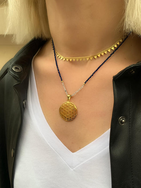 Doğal Taş Zincir Yaşam Çiçeği Kolye