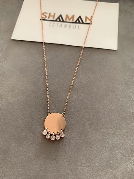 Beş Taşlı Plaka Kolye