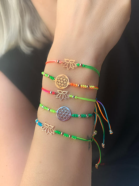 Yaşam Çiçeği Çift Top İp Bileklik