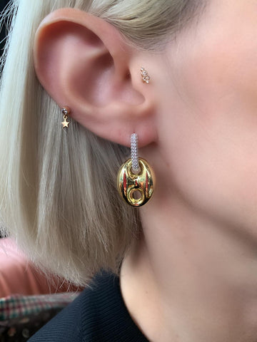 Golden Button Küpe