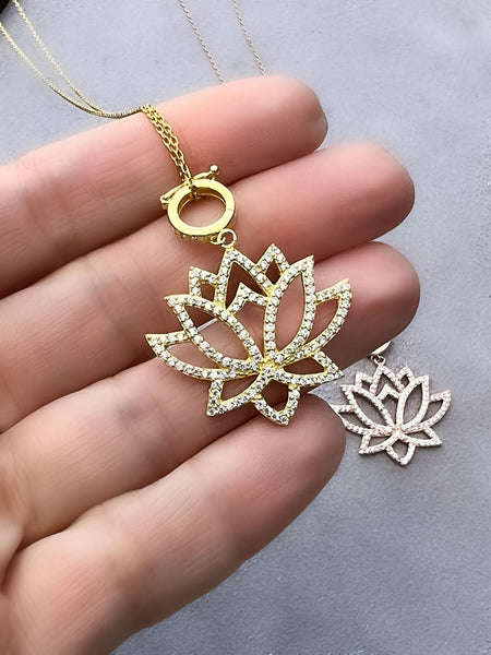 Taşlı Lotus Kolye