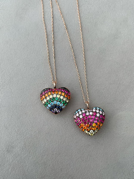 Rainbow Heart Kolye