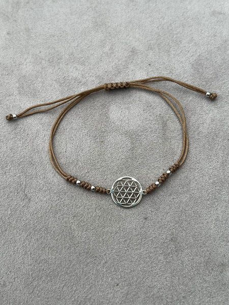 Yaşam Çiçeği Çift Top İp Bileklik