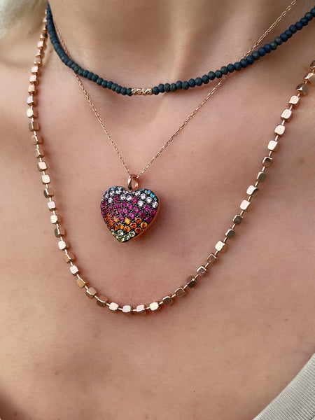 Rainbow Heart Kolye