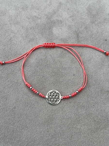 Yaşam Çiçeği Çift Top İp Bileklik