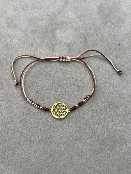 Yaşam Çiçeği Çift Top İp Bileklik