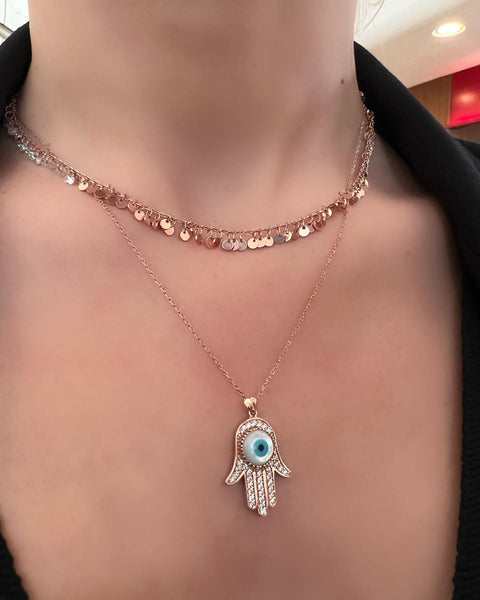 Sedefli Hamsa Kolye