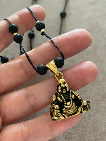 Gold Black Buddha Kolye