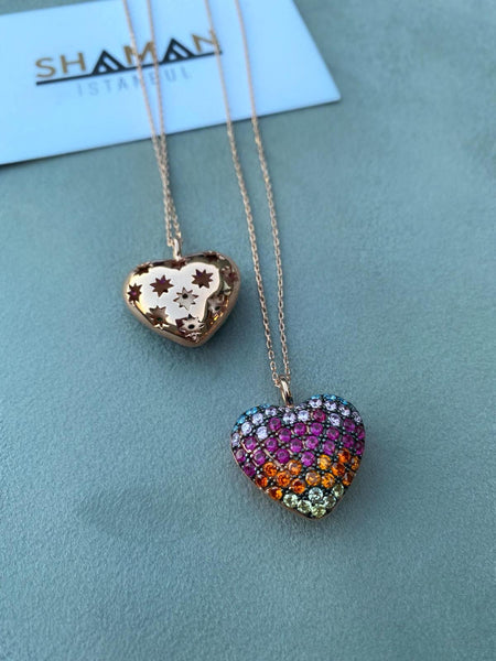 Rainbow Heart Kolye
