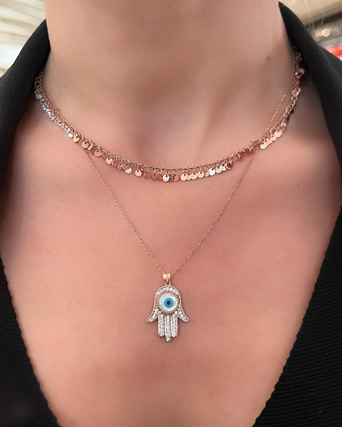 Sedefli Hamsa Kolye
