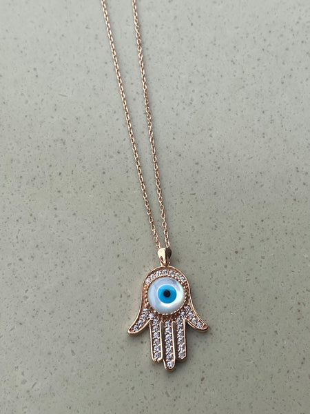 Sedefli Hamsa Kolye