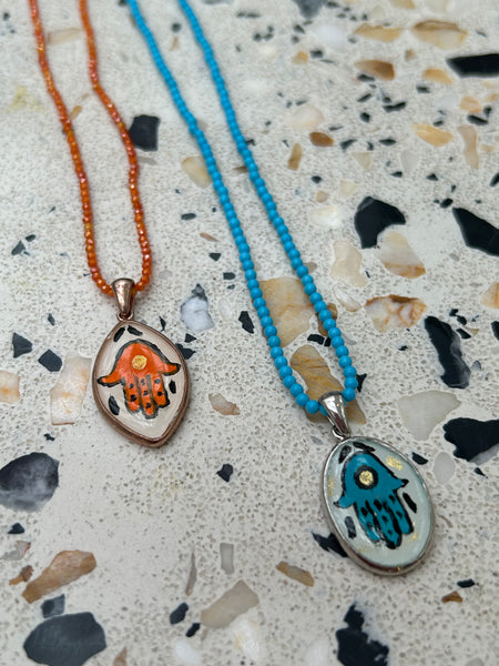Doğal Taş Hamsa Kolye
