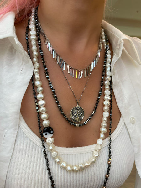 Pearly Yin Yang Kolye