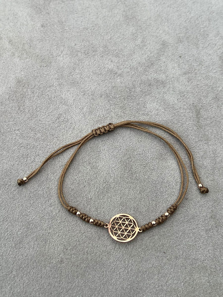 Yaşam Çiçeği Çift Top İp Bileklik