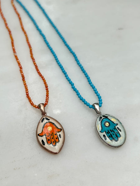 Doğal Taş Hamsa Kolye