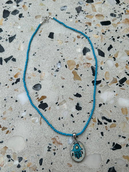 Doğal Taş Hamsa Kolye