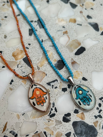 Doğal Taş Hamsa Kolye