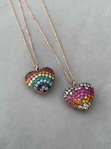 Rainbow Heart Kolye
