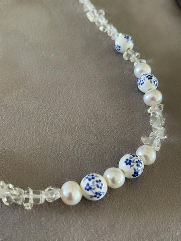 Crystal Bleu Blanc Kolye